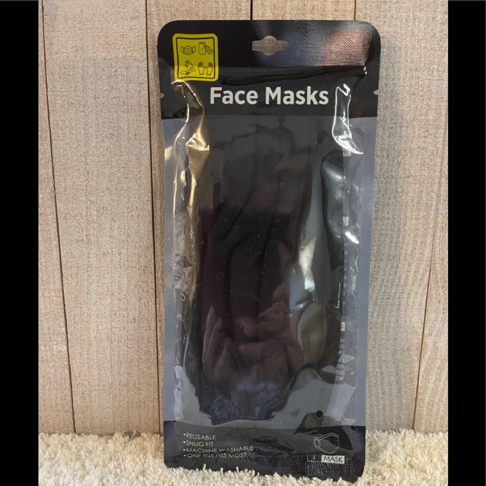 New Face Mask Black Snug Fit, Reusable 95% Cotton